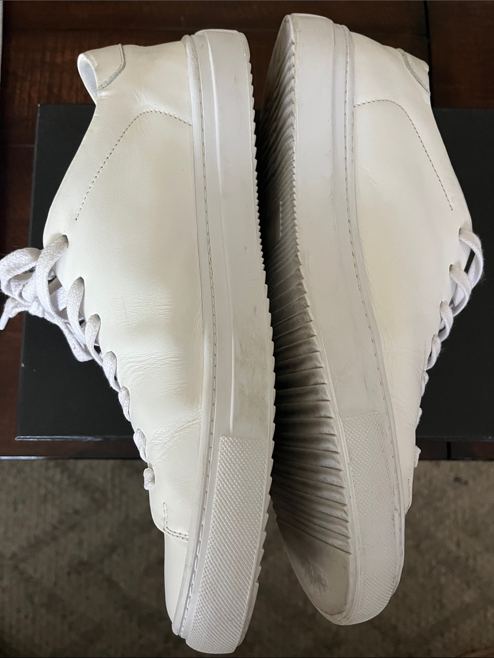 Beckett Simonon White Leather Low-Top Sneakers with Tonal Laces - Picture 9 of 16